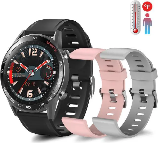 Main image of AGPTEK Waterproof Smart Watch Fitness Tracker Activity Tracker with Body Temperature Heart Rate Monitor for Kid, Woman Man and Gift, Included 3 Colors Watchband