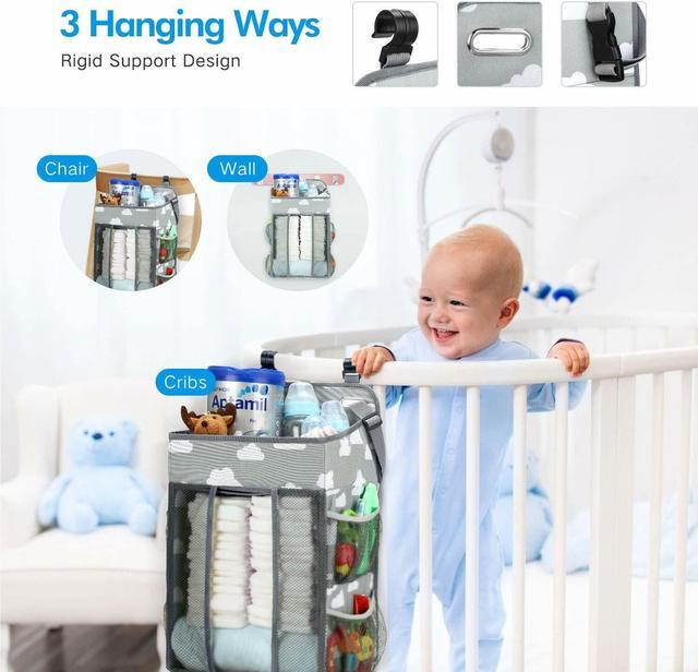 Alt view image 3 of 7 - Baby Diaper Bags, Hanging Nursery Organizer Baby Shower Gifts for Infant Newborn Store Diaper, Grey & White Oxford Large for boys girls