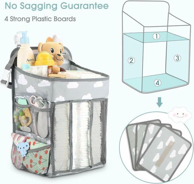 Alt view image 7 of 7 - Baby Diaper Bags, Hanging Nursery Organizer Baby Shower Gifts for Infant Newborn Store Diaper, Grey & White Oxford Large for boys girls
