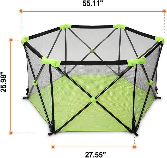 Alt view image 3 of 7 - Portable Playard Play Pen for Infants and Babies - Lightweight Mesh Baby Playpen with Carrying Case - Easily Opens with one Hand