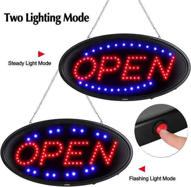 Alt view image 2 of 7 - AGPtek LED Open Sign, 19x10inches(Update Version) Business Open Sign Advertisement Board Electric Display Sign, With Remote Control&Timing Function, 2 Lighting Modes Flashing & Steady, for Business