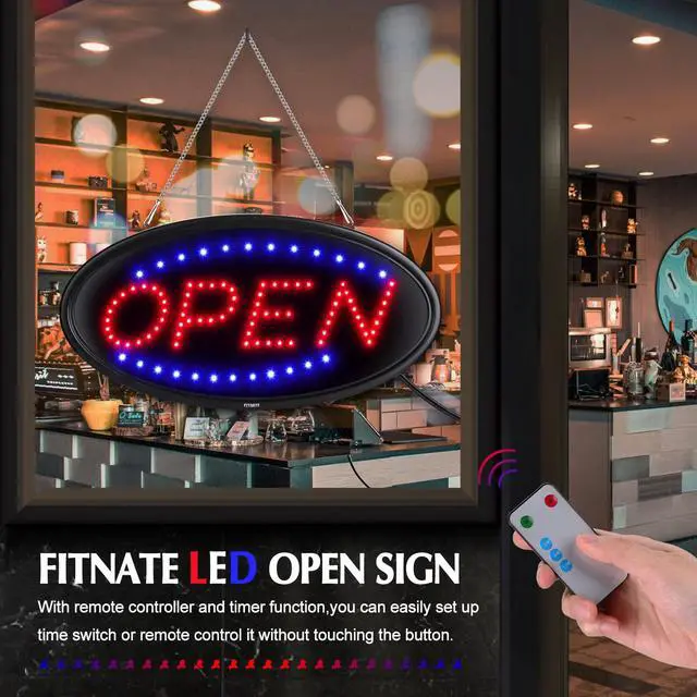 Alt view image 6 of 7 - AGPtek LED Open Sign, 19x10inches(Update Version) Business Open Sign Advertisement Board Electric Display Sign, With Remote Control&Timing Function, 2 Lighting Modes Flashing & Steady, for Business
