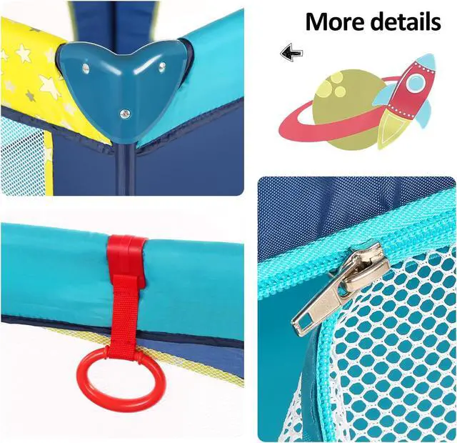 Alt view image 4 of 7 - 39''x 39''Baby Portable Playard Play Pen with Mattress Safety Baby Playpen with Door Activity Center for Toddler