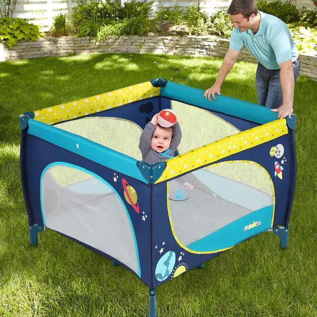 Alt view image 6 of 7 - 39''x 39''Baby Portable Playard Play Pen with Mattress Safety Baby Playpen with Door Activity Center for Toddler