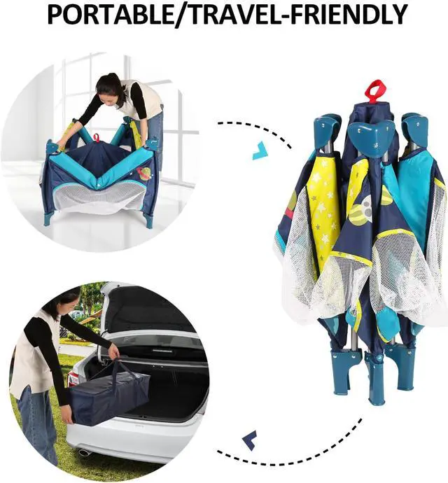 Alt view image 5 of 7 - 39''x 39''Baby Portable Playard Play Pen with Mattress Safety Baby Playpen with Door Activity Center for Toddler