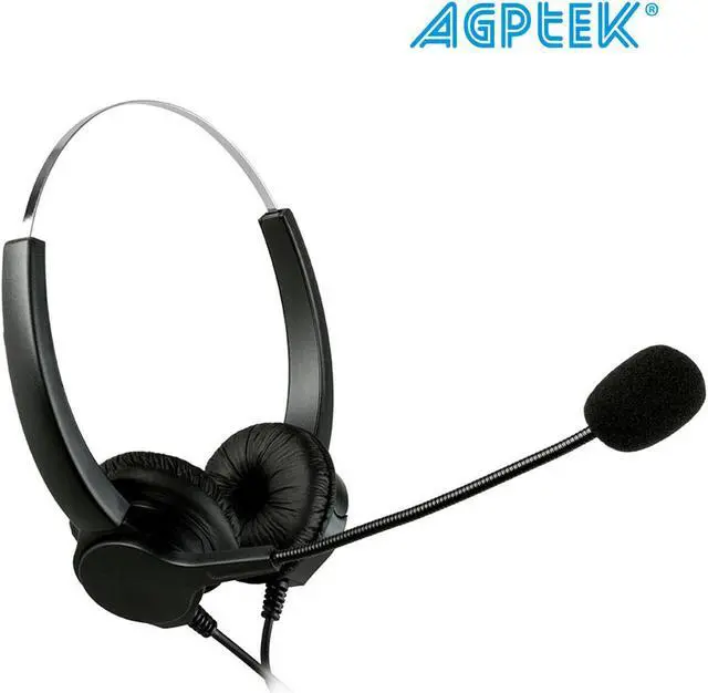 Alt view image 2 of 7 - AGPtek RJ9 Crystal Head Handsfree Call Center Noise Cancelling Corded binaural Headset Headphone with Mic Mircrophone for Phone Desk Telephonefor Phone Telephone Counseling Services Insurance Hospital