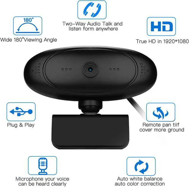 Alt view image 2 of 7 - AGPtek 1080P Full HD Webcam for PC Desktop & Laptop 360 Rotatable Auto Focus Web Camera with Microphone
