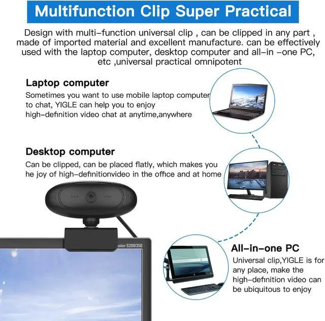 Alt view image 5 of 7 - AGPtek 1080P Full HD Webcam for PC Desktop & Laptop 360 Rotatable Auto Focus Web Camera with Microphone