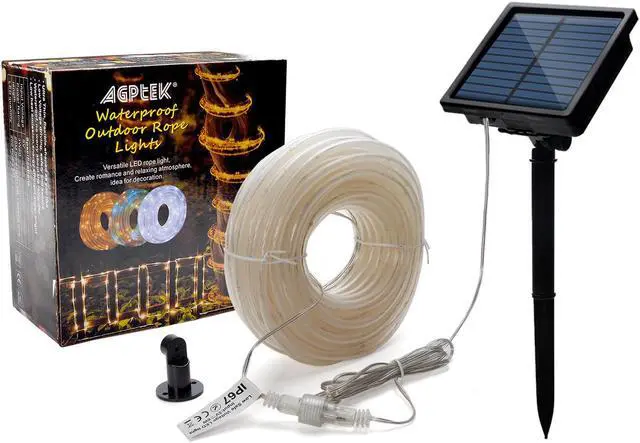 Alt view image 5 of 7 - AGPtEK 20M 200LED Rope Light White +Solar Panel 2400