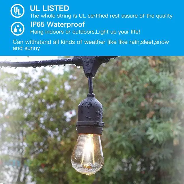 Alt view image 4 of 7 - AGPtEK S14 Bulb String Lights 15 Meters + 15 Bulbs Warm White