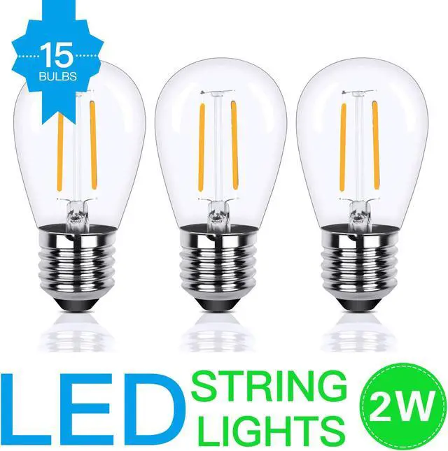 Alt view image 5 of 7 - AGPtEK S14 Bulb String Lights 15 Meters + 15 Bulbs Warm White