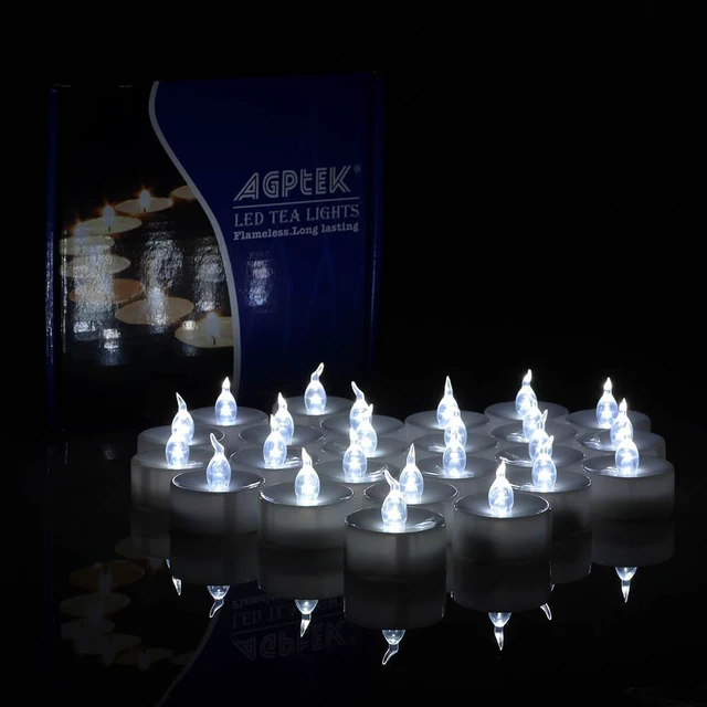 Alt view image 2 of 7 - Agptek 24 Pcs Cool White Led Flameless Tealight Candles with Timer