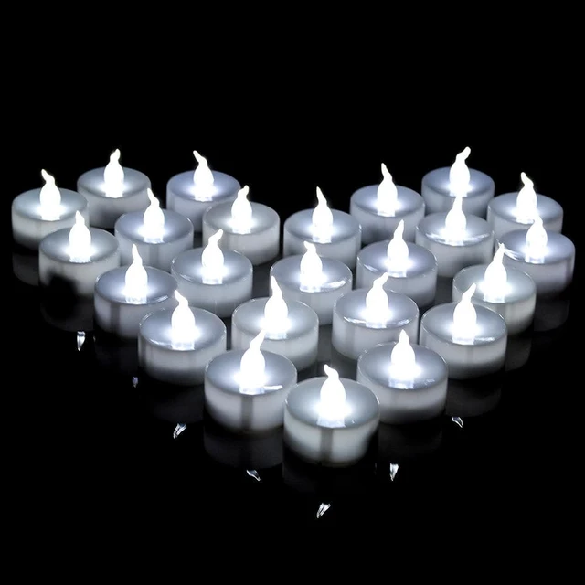 Alt view image 3 of 7 - Agptek 24 Pcs Cool White Led Flameless Tealight Candles with Timer