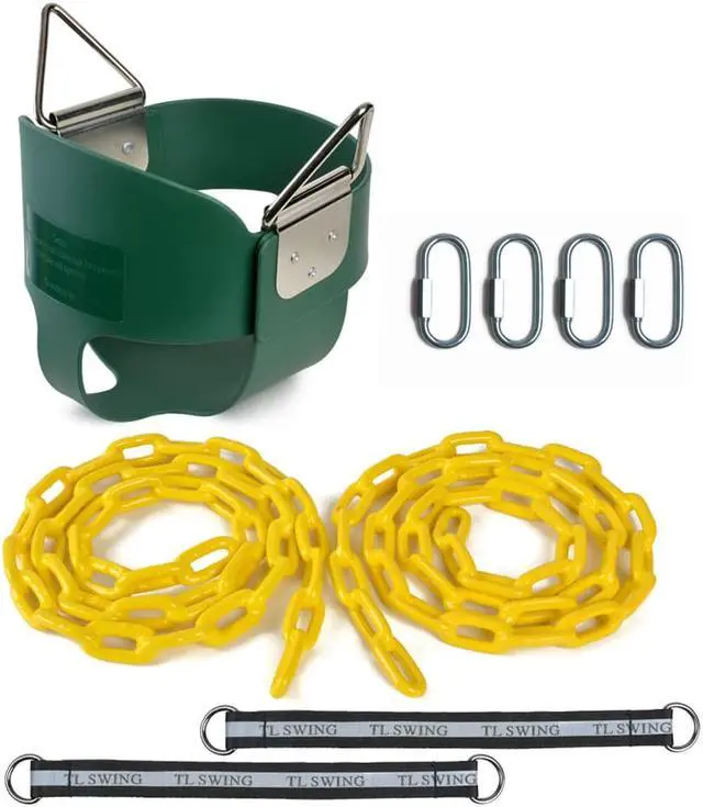 Alt view image 6 of 7 - AGPtEK Children's Full Bucket Swing With fully Coated Chain - Green