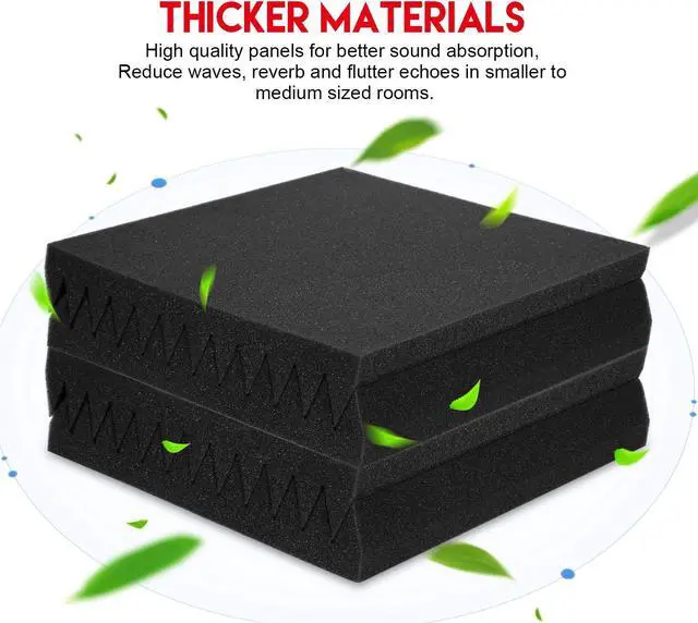 Alt view image 4 of 7 - AGPtEK 12 Packs Sound Proof Padding Soundproof Foams 12*12*2 Inches Black