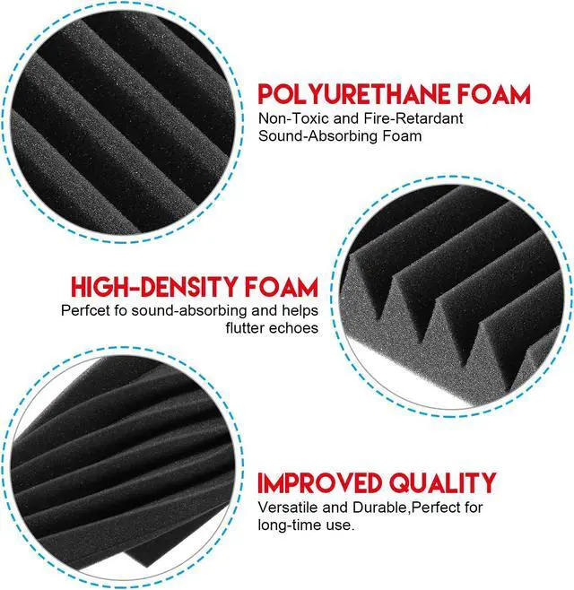Alt view image 5 of 7 - AGPtEK 12 Packs Sound Proof Padding Soundproof Foams 12*12*2 Inches Black