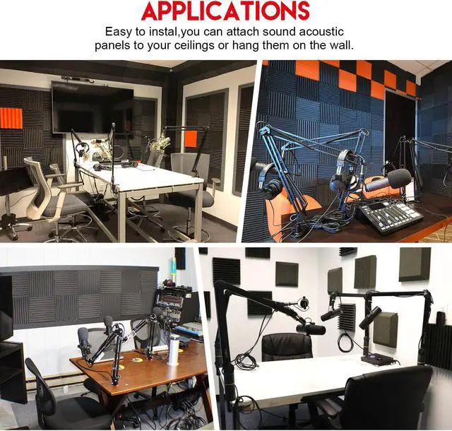 Alt view image 7 of 7 - AGPtEK 12 Packs Sound Proof Padding Soundproof Foams 12*12*2 Inches Black