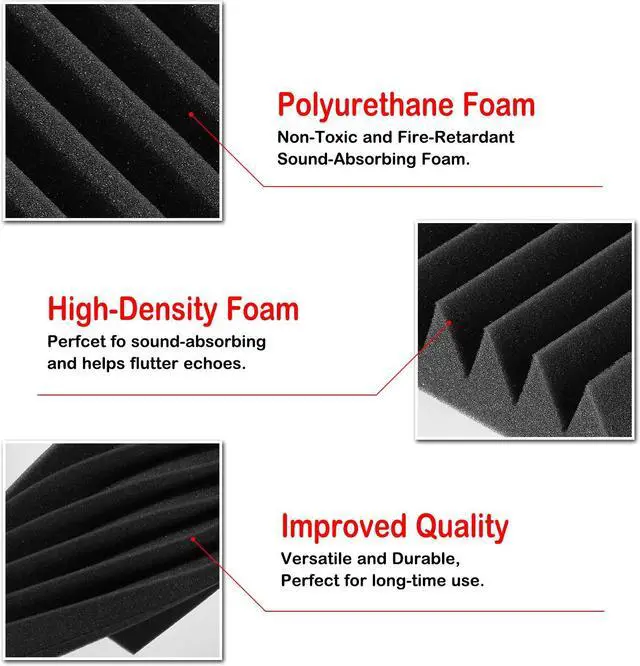 Alt view image 5 of 7 - AGPtEK 12 Packs Soundproof Foams 12*12 *2 In Acoustic Foam Panels Ideal for Recording Studio TV Room