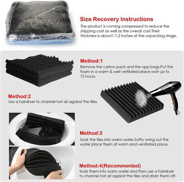 Alt view image 6 of 7 - AGPtEK 12 Packs Soundproof Foams 12*12 *2 In Acoustic Foam Panels Ideal for Recording Studio TV Room