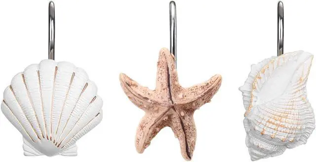 Alt view image 3 of 7 - AGPtEK 12 Pcs Decorative Seashell Shower Curtain Hooks