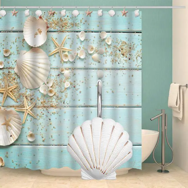 Alt view image 5 of 7 - AGPtEK 12 Pcs Decorative Seashell Shower Curtain Hooks