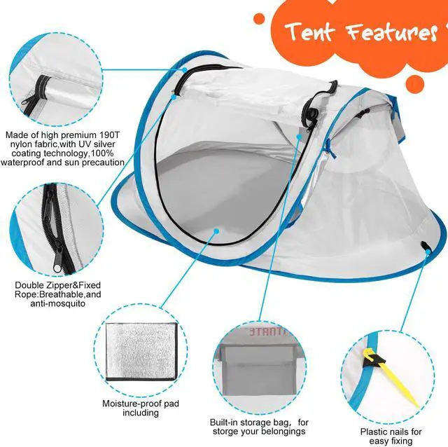 Alt view image 5 of 7 - FITNATE Baby Tent Mosquito Net for Beach UPF 50+ & UV Protection