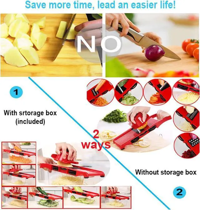 Alt view image 3 of 7 - FITNATE Vegetable Slicer Cutter Chopper Grater Julienne With 6 Interchangeable Blades