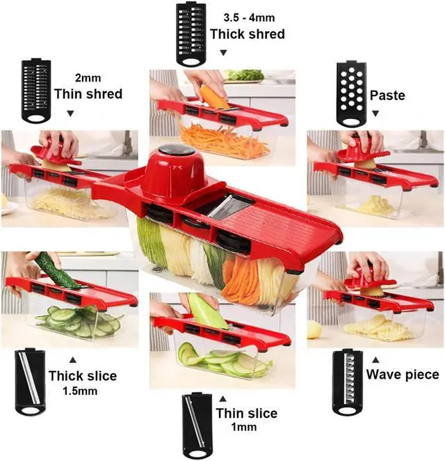 Alt view image 4 of 7 - FITNATE Vegetable Slicer Cutter Chopper Grater Julienne With 6 Interchangeable Blades