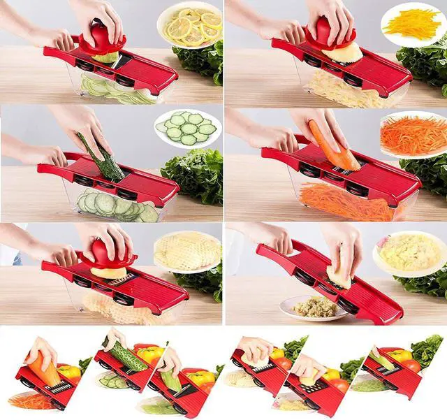 Alt view image 7 of 7 - FITNATE Vegetable Slicer Cutter Chopper Grater Julienne With 6 Interchangeable Blades