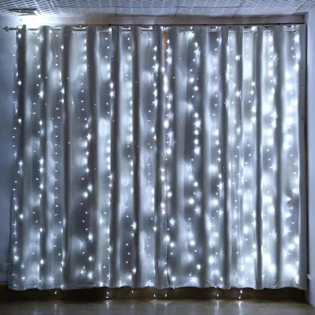 Alt view image 5 of 6 - IMAGE 448 LED 6.6*19.6 feet LED Curtain Lights with 8 Light Modes and Memory Function, Waterproof Window Curtain Lights, White