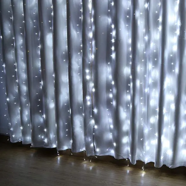 Alt view image 6 of 6 - IMAGE 448 LED 6.6*19.6 feet LED Curtain Lights with 8 Light Modes and Memory Function, Waterproof Window Curtain Lights, White