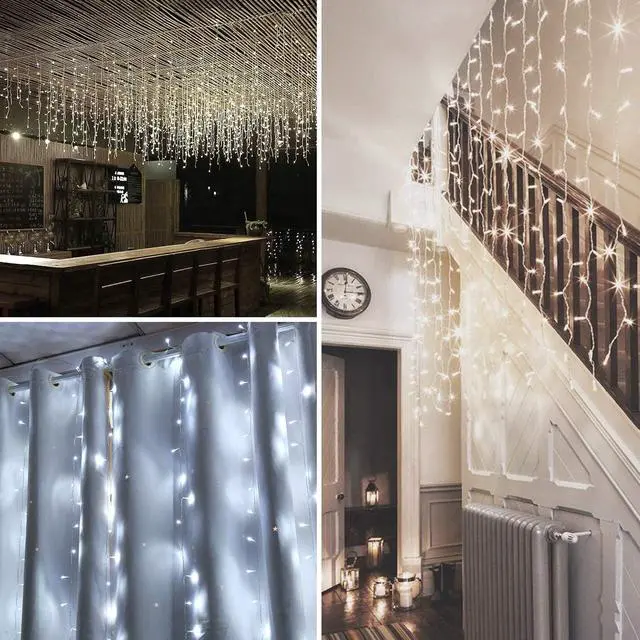 Alt view image 4 of 6 - IMAGE 448 LED 6.6*19.6 feet LED Curtain Lights with 8 Light Modes and Memory Function, Waterproof Window Curtain Lights, White