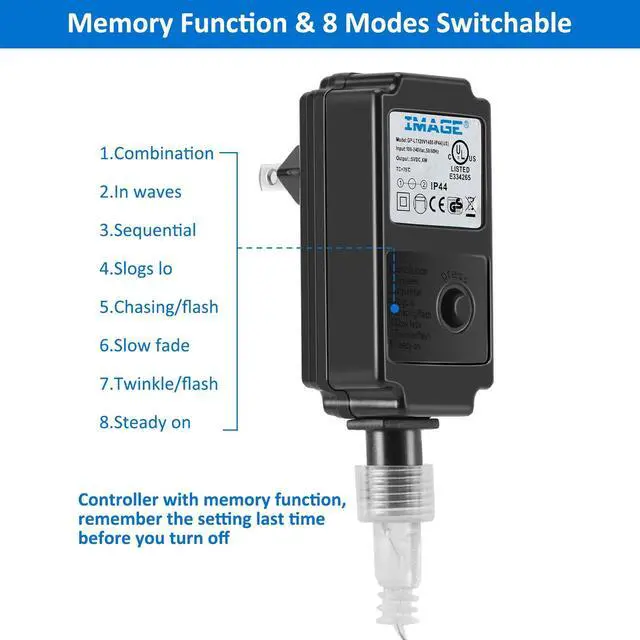 Alt view image 5 of 5 - IMAGE 75.5FT 200LED Rope Lights, 8 Modes with Memory Function Copper Wire String  Lights for Indoor/Outdoor Decorations, White