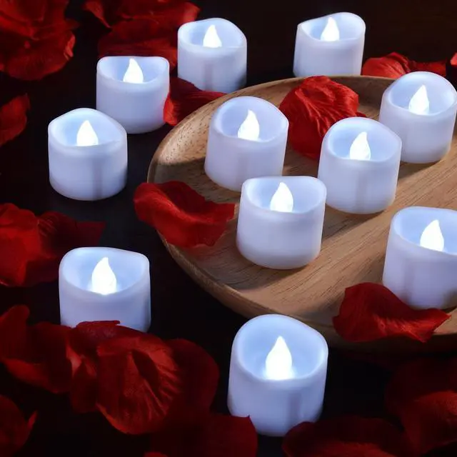 Alt view image 6 of 7 - IMAGE 12 PCS LED Tealight Candles Battery Operated Flameless Smokeless No Timer with Decorative Fake Rose Petals