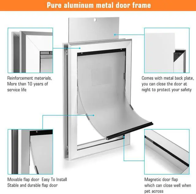 Alt view image 3 of 7 - Ownpets Large Pet Door Dog Metal Magnetic Locking Flap Screen Gate Easy to Install Strong & Durable