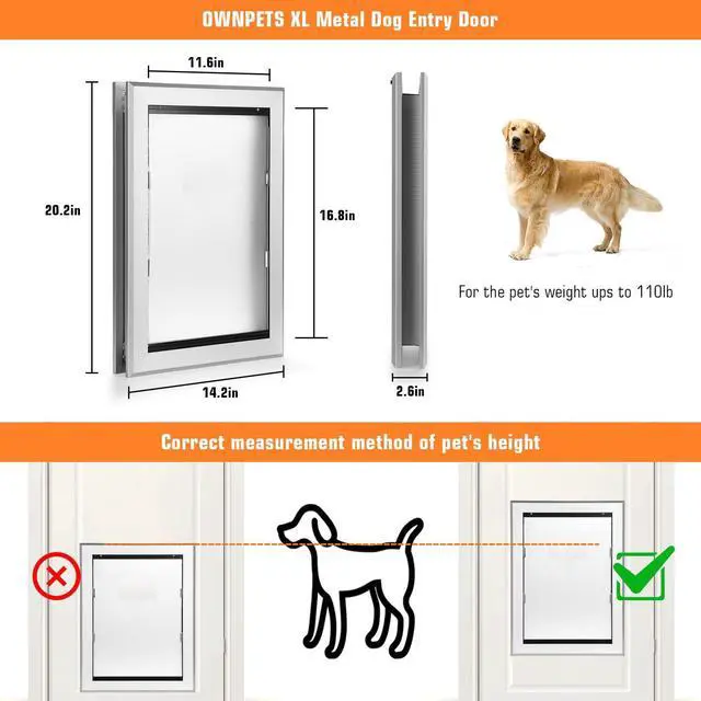 Alt view image 2 of 7 - Ownpets Large Pet Door Dog Metal Magnetic Locking Flap Screen Gate Easy to Install Strong & Durable