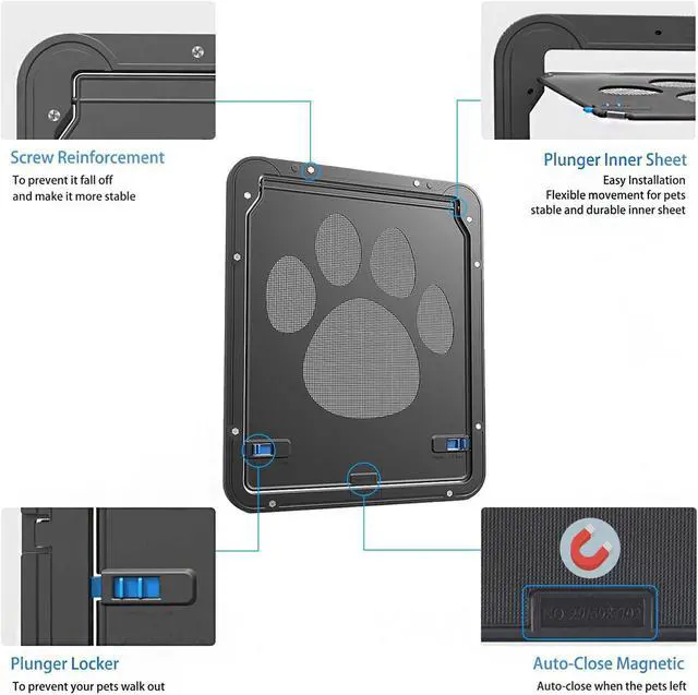 Alt view image 4 of 7 - Ownpets Pet Dog Cat Small Screen Locking Flap Door Magnetic Automatic Slide Protector