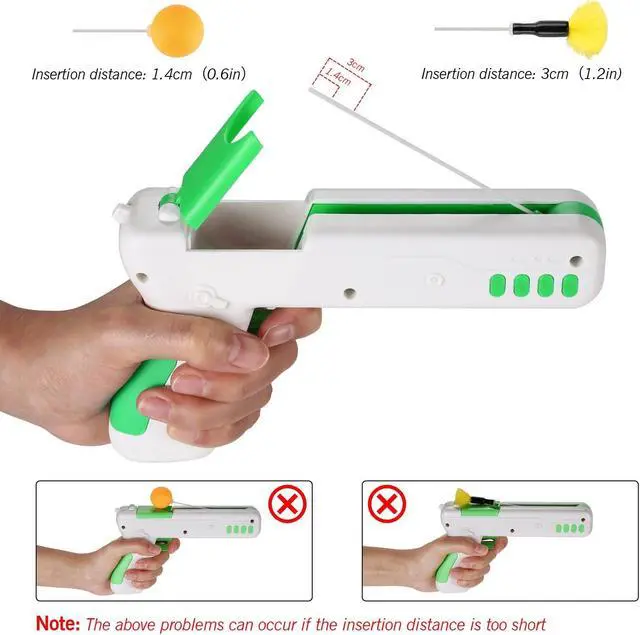 Alt view image 4 of 7 - Ownpets Green Interactive Cat Toy Gun Cat Stick Toy with Ball & Feather