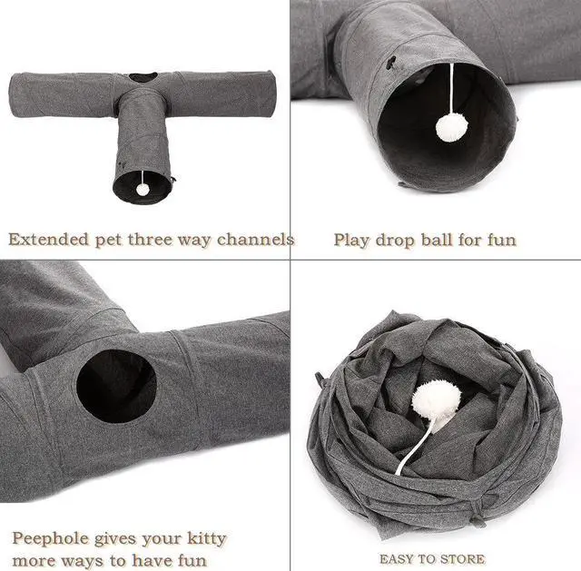 Alt view image 6 of 7 - Ownpets Cat Cube 3-Way Tunnels Extensible & Collapsible Cat Tube Tunnel, Cat Tunnels and Tubes for Indoors Cat, Puppy, Rabbit, Kitten and Mongoose