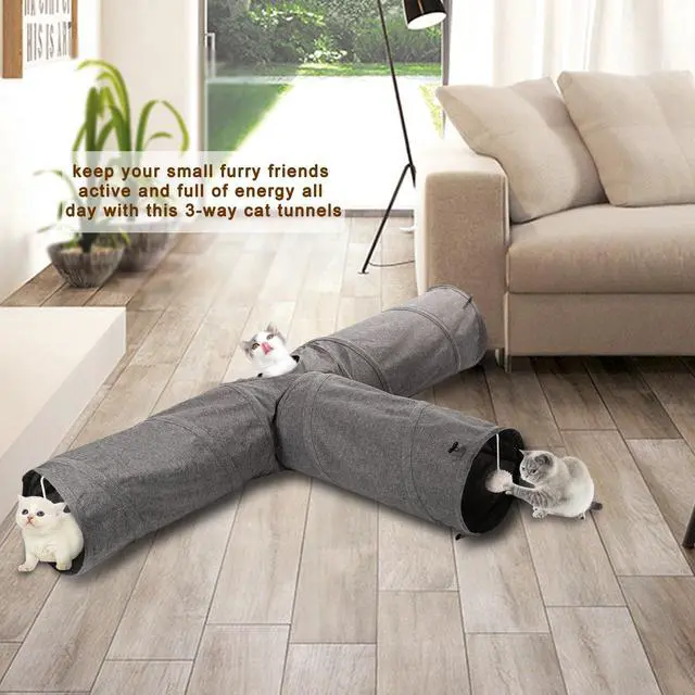 Alt view image 7 of 7 - Ownpets Cat Cube 3-Way Tunnels Extensible & Collapsible Cat Tube Tunnel, Cat Tunnels and Tubes for Indoors Cat, Puppy, Rabbit, Kitten and Mongoose