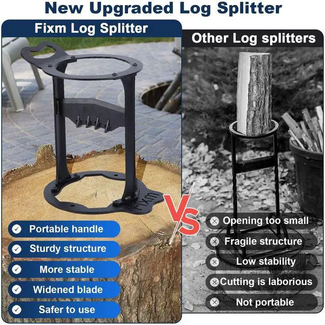 Alt view image 3 of 7 - AGPtEK Kindling Splitter with Gloves, Wood Kindling Splitter Manual Kindling Log Splitter Tool, Sturdy Firewood Splitter for Camping, Barbecue and Picnic