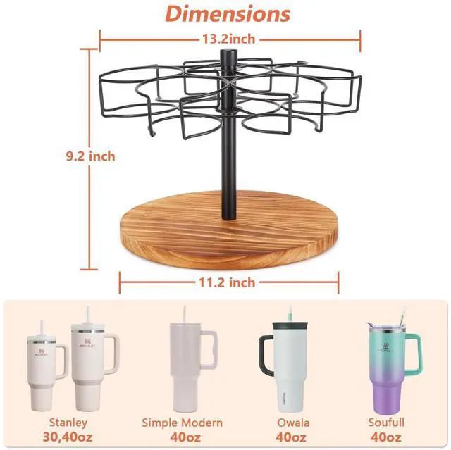Alt view image 5 of 7 - AGPtEK 360° Rotating Water Bottle Organizer for Stanley 30 & 40 oz Tumblers, Sturdy Cup Holder with Handle Slots, Easy Installation, Non-Slip Base, Elegant Design for Kitchen Storage and Organization