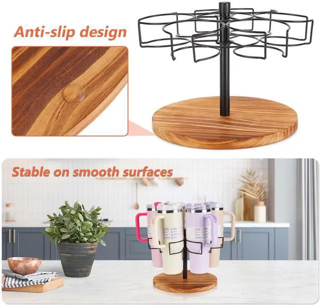 Main image of AGPtEK 360° Rotating Water Bottle Organizer for Stanley 30 & 40 oz Tumblers, Sturdy Cup Holder with Handle Slots, Easy Installation, Non-Slip Base, Elegant Design for Kitchen Storage and Organization