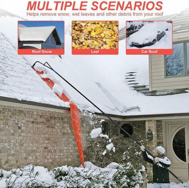 Alt view image 3 of 7 - AGPtEK 21 Feet Snow Roof Rake with 19 cinches Milling Cutter and 3 Inches Wheels, Durable Snow Roof Rake with Snow Slide for Pitched Roof and Shingle Roof