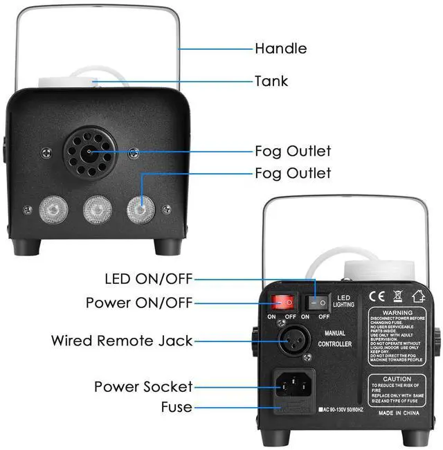 Alt view image 3 of 7 - AGPTEK Fog Machine with 13 Colorful LED Lights Effect 500W