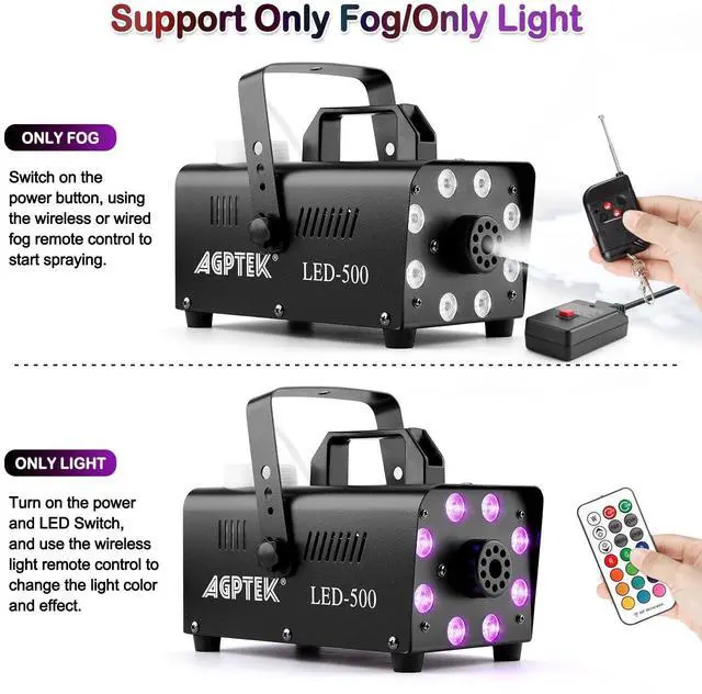 Alt view image 4 of 7 - AGPTEK Fog Machine with 13 Colorful LED Lights Effect 500W