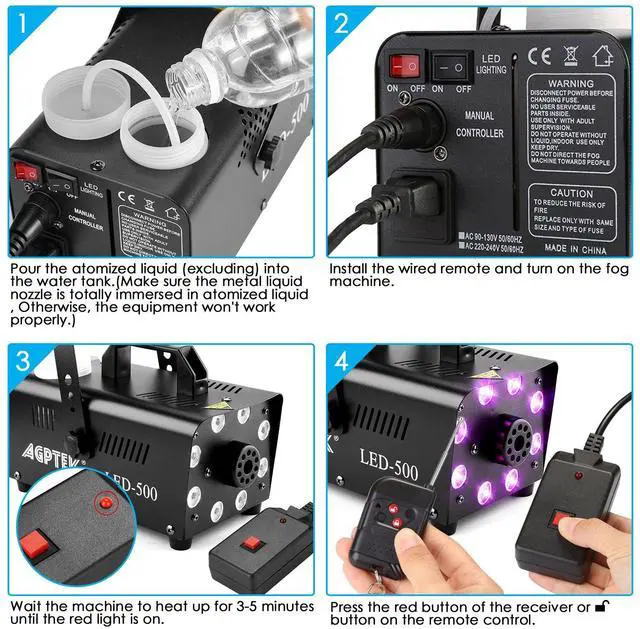 Alt view image 6 of 7 - AGPTEK Fog Machine with 13 Colorful LED Lights Effect 500W