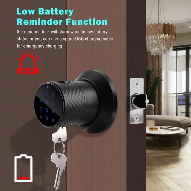 Alt view image 5 of 7 - FITNATE Keyless Smart Fingerprint Lock Bluetooth Digital Code Door Deadbolt Lock with Keypad