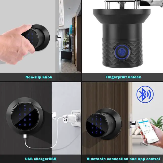 Alt view image 7 of 7 - FITNATE Keyless Smart Fingerprint Lock Bluetooth Digital Code Door Deadbolt Lock with Keypad