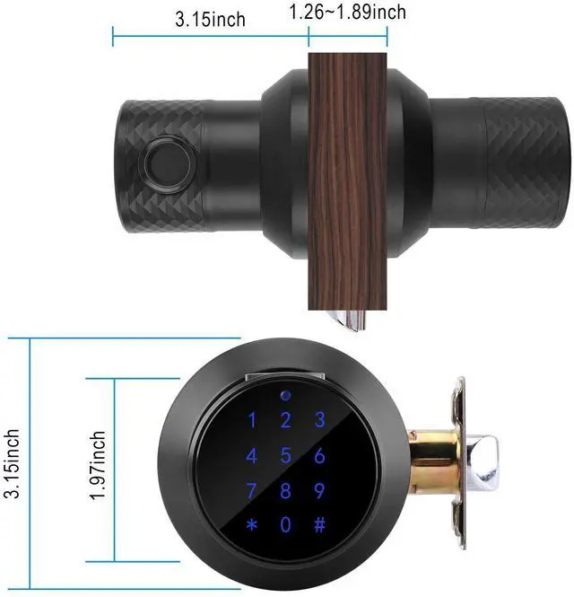 Alt view image 6 of 7 - FITNATE Keyless Smart Fingerprint Lock Bluetooth Digital Code Door Deadbolt Lock with Keypad